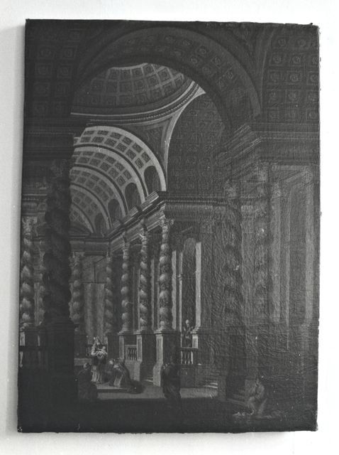 Anonimo — Garola Pietro Francesco - sec. XVII/ XVIII - Prospettiva architettonica con presentazione di Gesù al Tempio — insieme